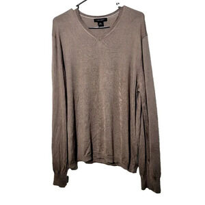 Banana Republic Silk Cashmere Sweater L Gray Stretch Breathable Classic Pullover